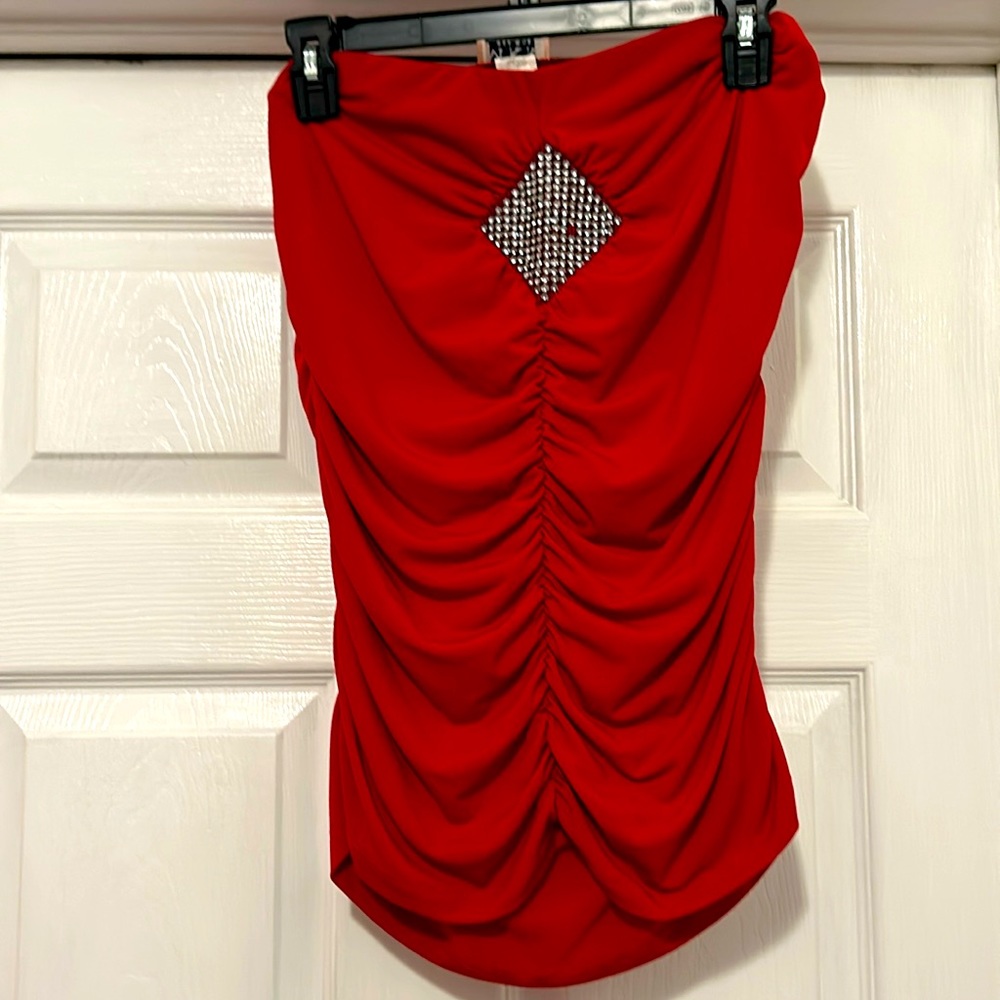 MKM red halter top with rhinestones size xl $9